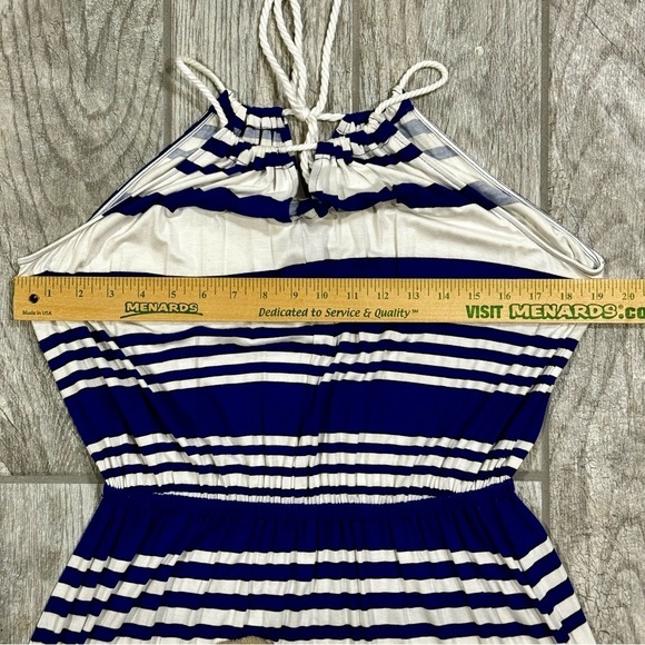 MILLY DesigNation Womens Jersey Knit Blue Striped Halter Maxi Patio Dress, Small - Picture 8 of 9